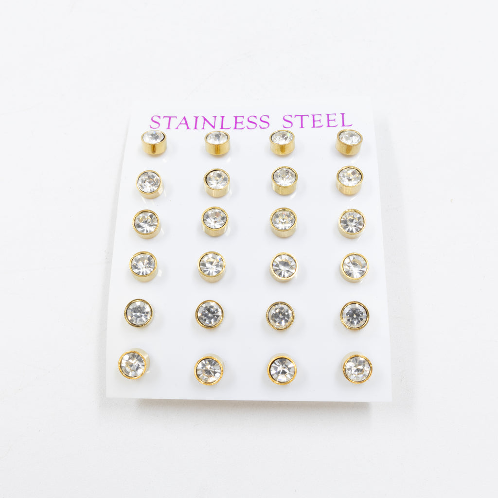 Paquete 12 pares de Aretes medida 2 mm M2 Acero Inoxidable 18/03/26