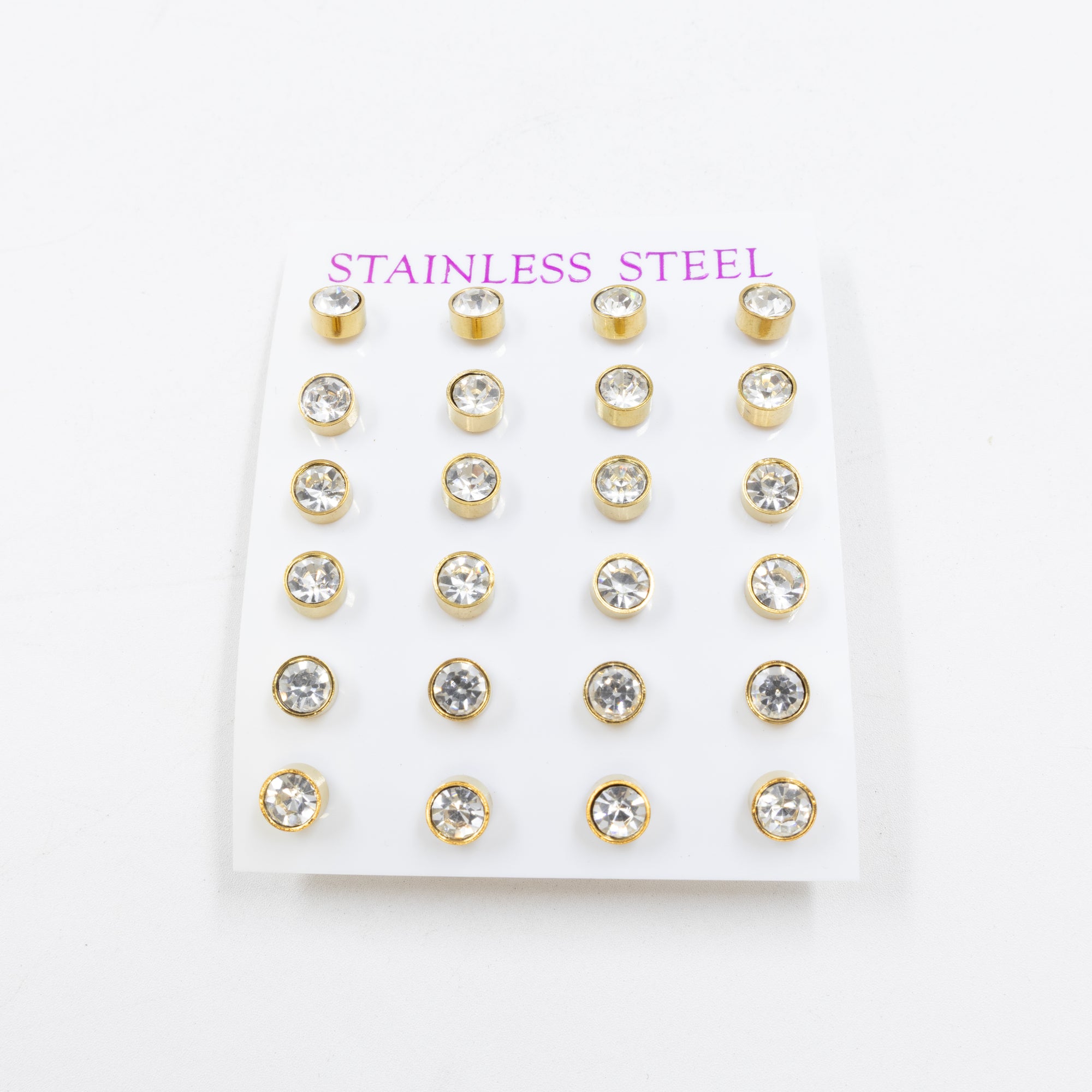 Paquete 12 pares de Aretes medida 2 mm M2 Acero Inoxidable 18/03/26