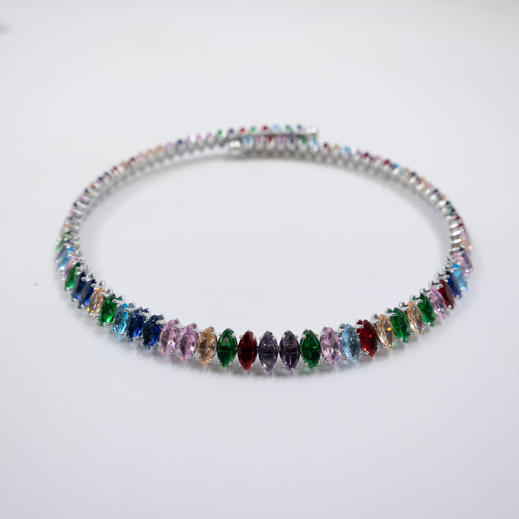 Collar con piedras Dorado y Plateado M1 Oro Laminado