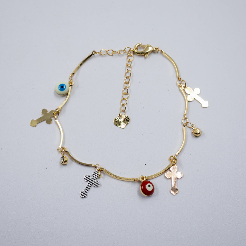 Pulsera Dorada de Ojo Turco M2 Oro Laminado