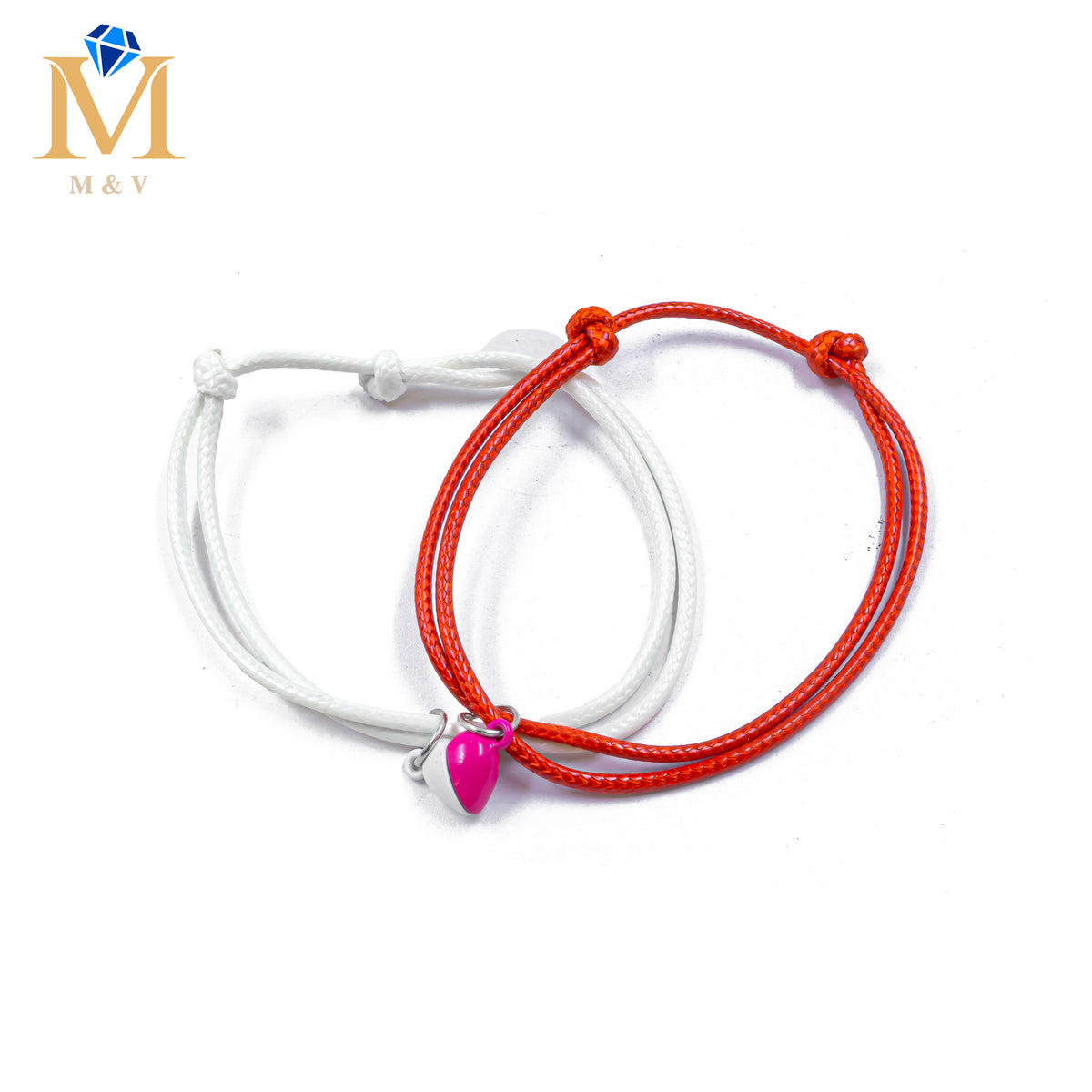 Pulseras de Corazón de Pareja con imán M8 Oro Laminado