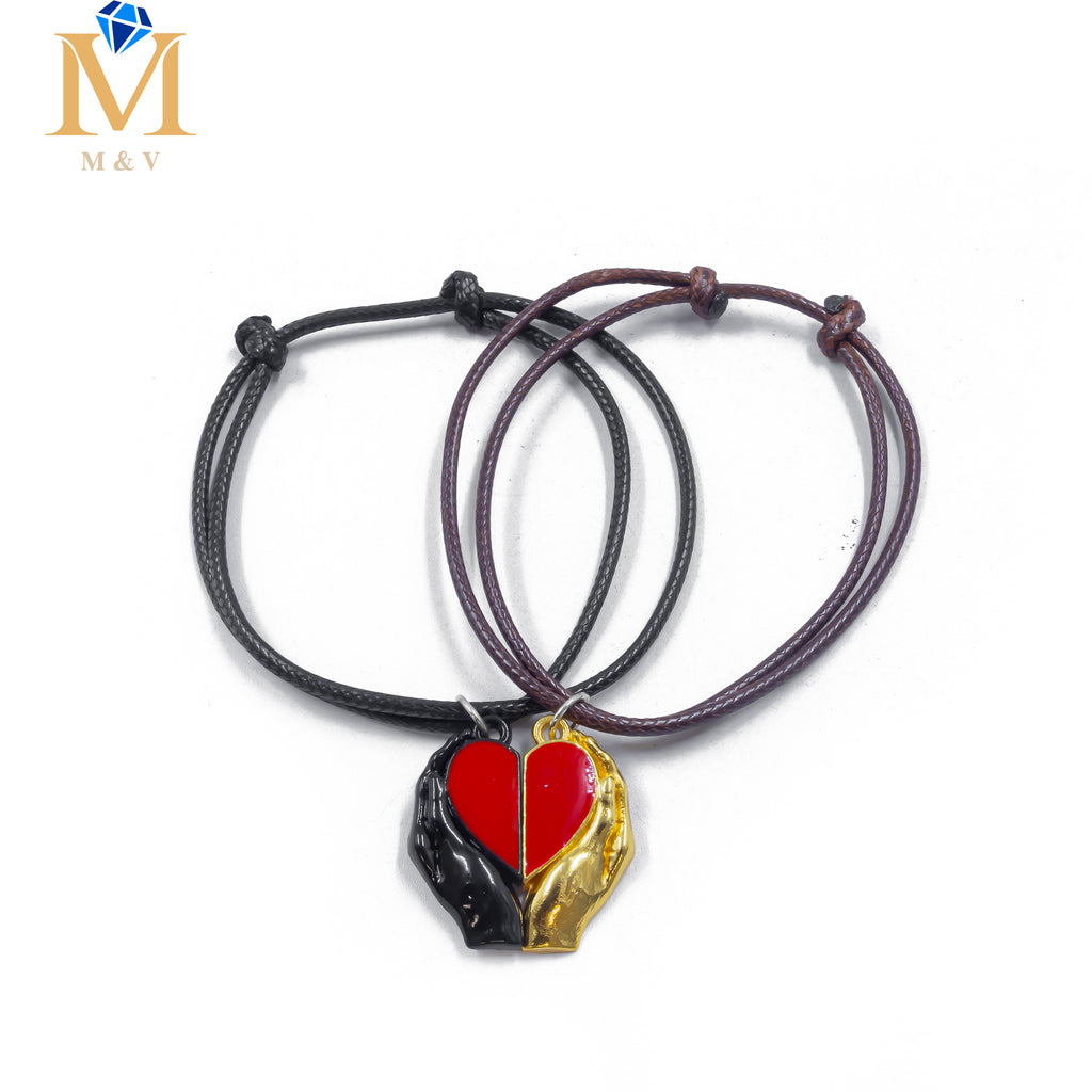 Pulseras de Corazón de Pareja con imán M7 Oro Laminado