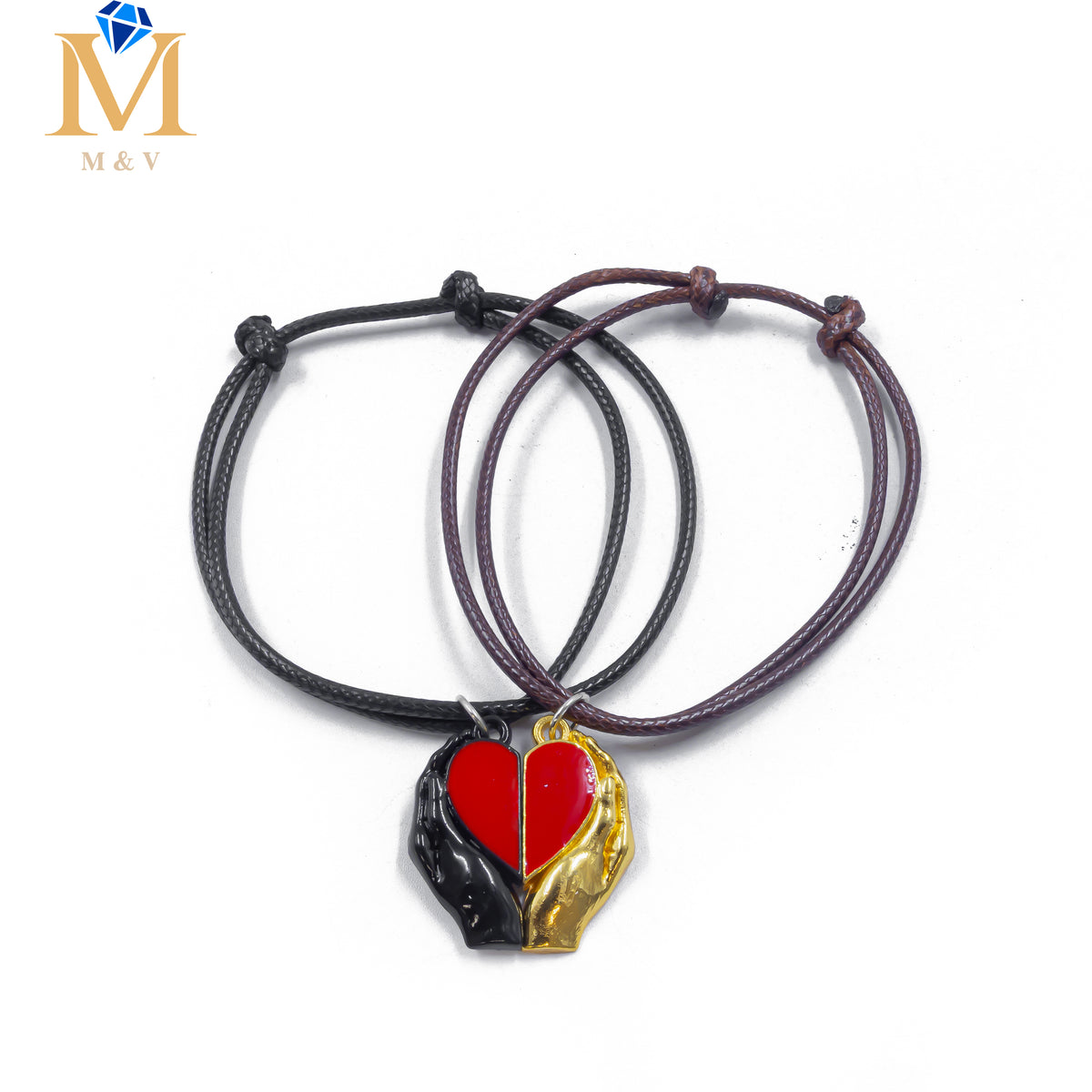 Pulseras de Corazón de Pareja con imán M7 Oro Laminado