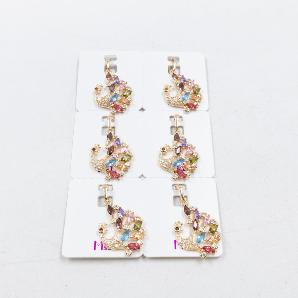 Paquete de 6 dijes con Piedras Oro Rosado  M8 Oro Laminado