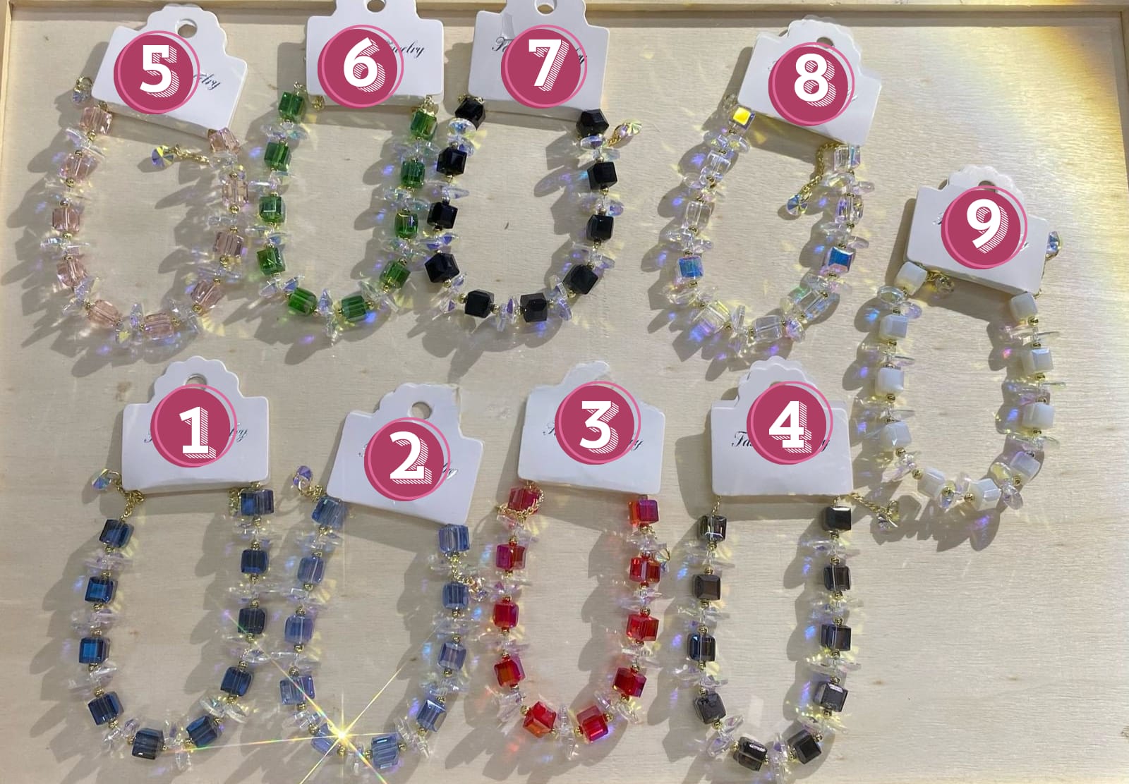Pulsera Cuentas Cristal M4 Oro Laminado