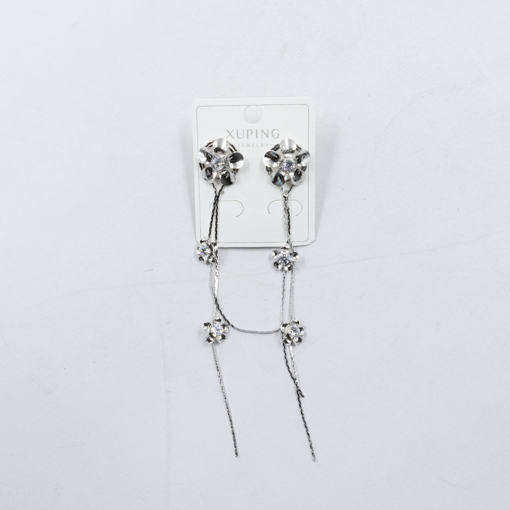 Aretes Plateados con Piedras Xuping M7 Oro Laminado