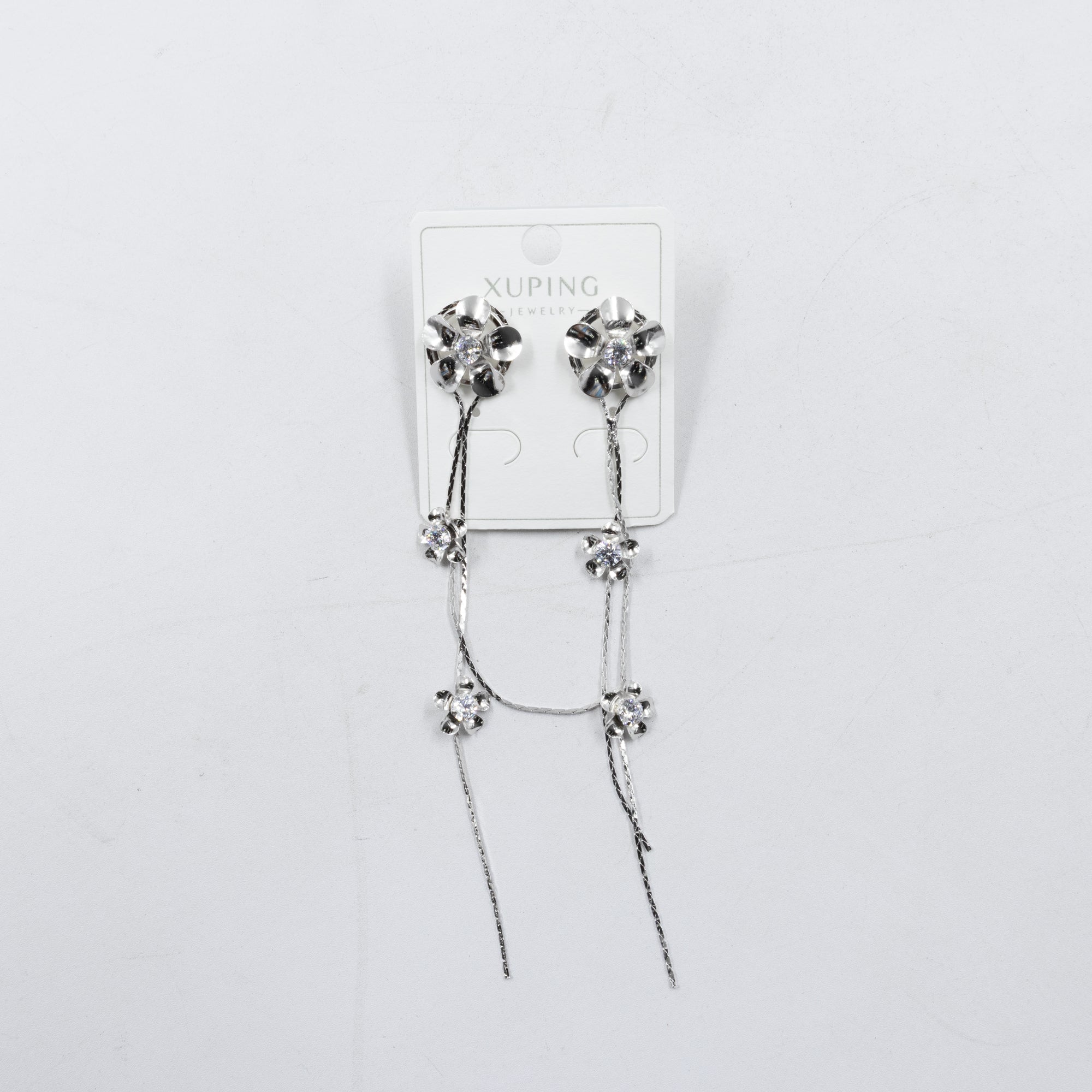 Aretes Plateados con Piedras Xuping M7 Oro Laminado