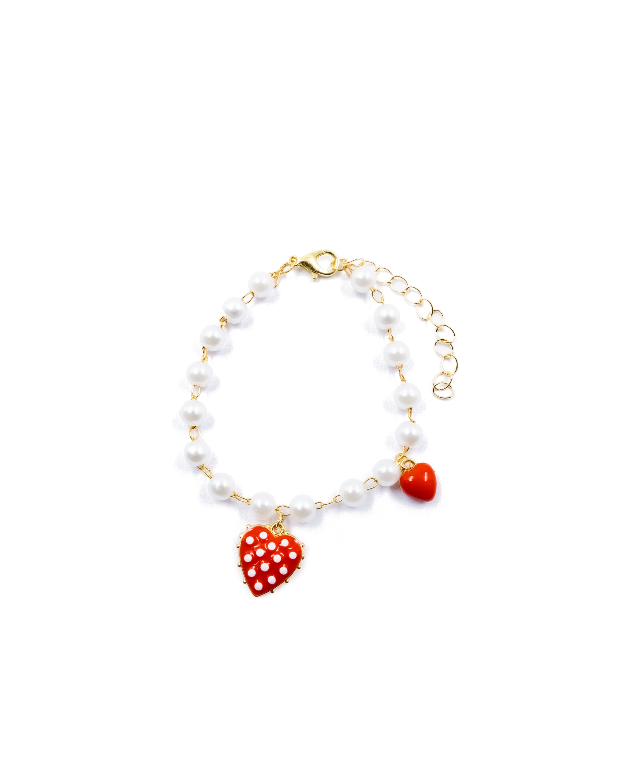 PULSERA DE PERLAS CON DIJE DE FRUTAS - M1 ORO LAMINADO