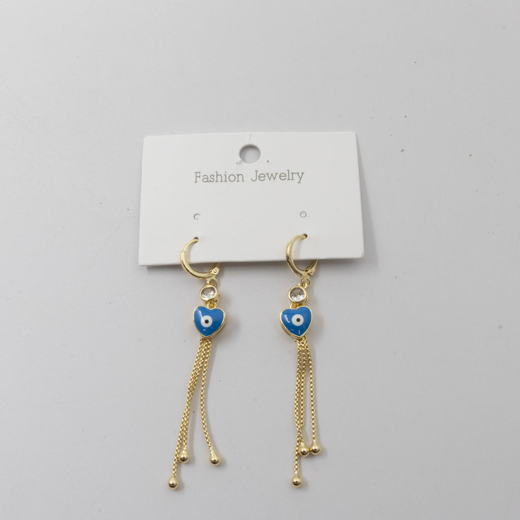 Aretes Dorados Largos de Ojo Turco M1 Oro Laminado