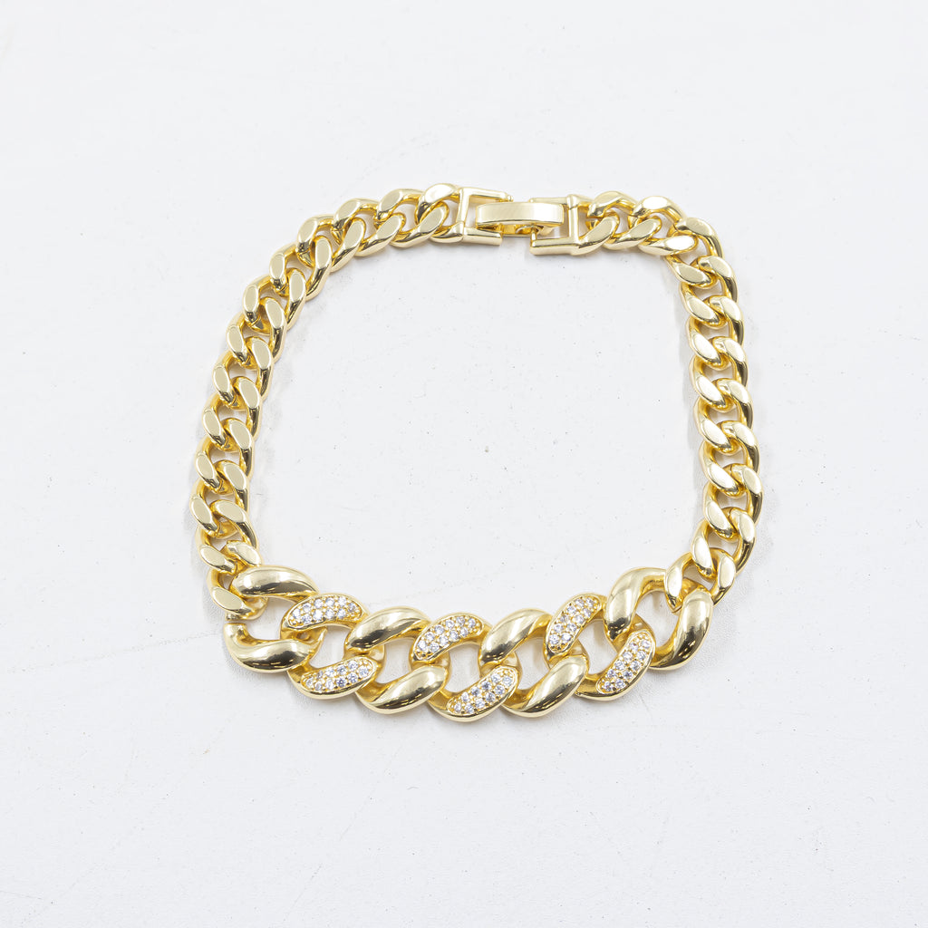 Cadenas de Pulseras Doradas con Piedras M1 Oro Laminado