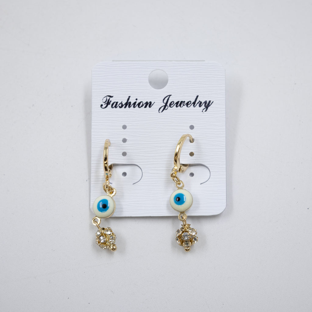Arete Dorado de Ojo Turco con Piedras M1 Oro Laminado