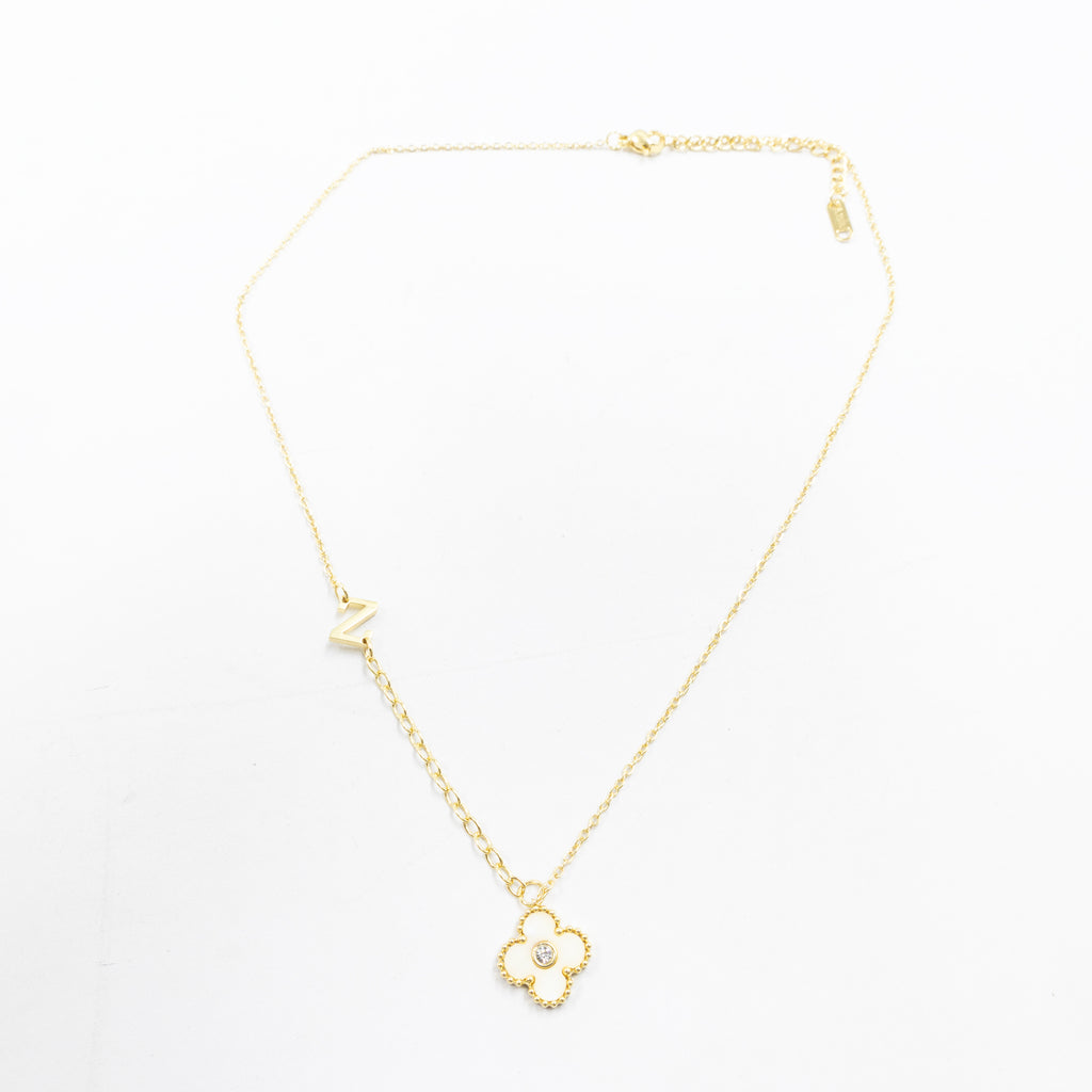 Collar de Dije de Trebol y letra Y, Z M7 Oro Laminado