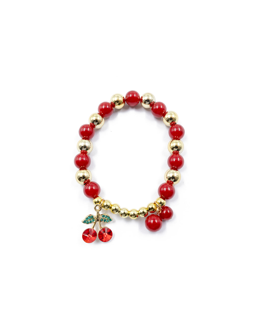 PULSERA DE PERLAS CON DIJE DE FRUTAS - M3 ORO LAMINADO