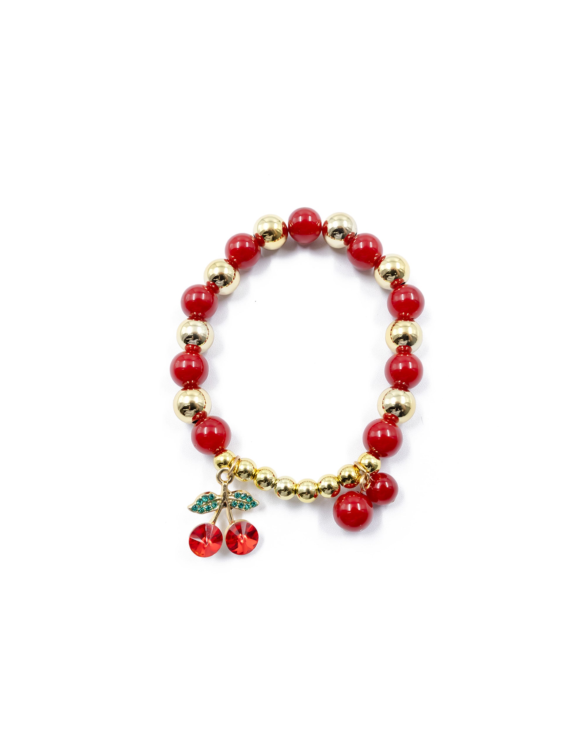 PULSERA DE PERLAS CON DIJE DE FRUTAS - M3 ORO LAMINADO
