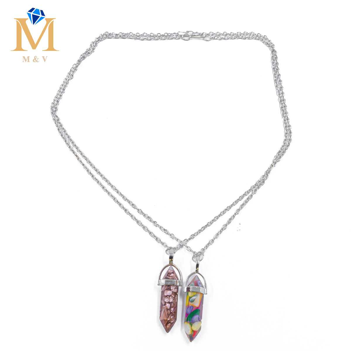 Collares en Pareja de piedras M15 Acero Inoxidable