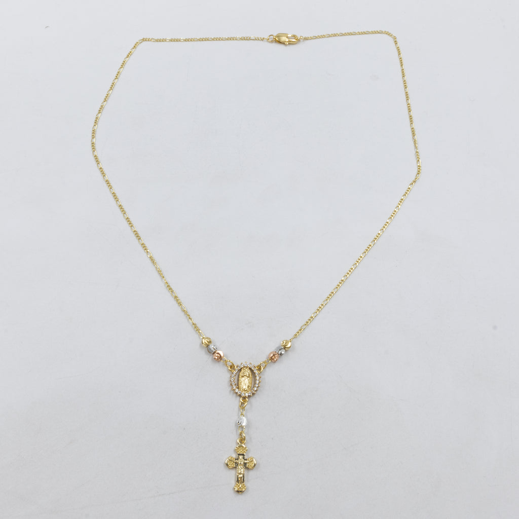 Collar con Dije Religioso Dorado M2 Oro Laminado