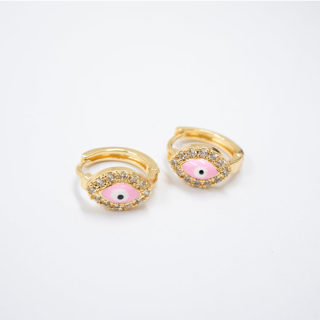 Arete Dorado de Ojo Turco con Piedras M4 Oro Laminado