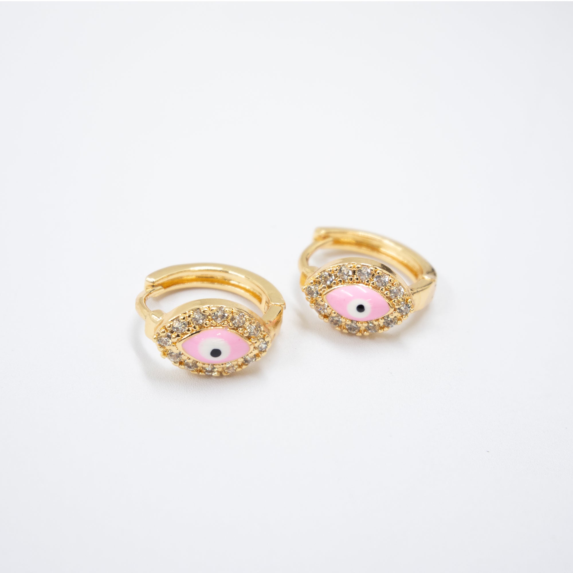 Arete Dorado de Ojo Turco con Piedras M4 Oro Laminado