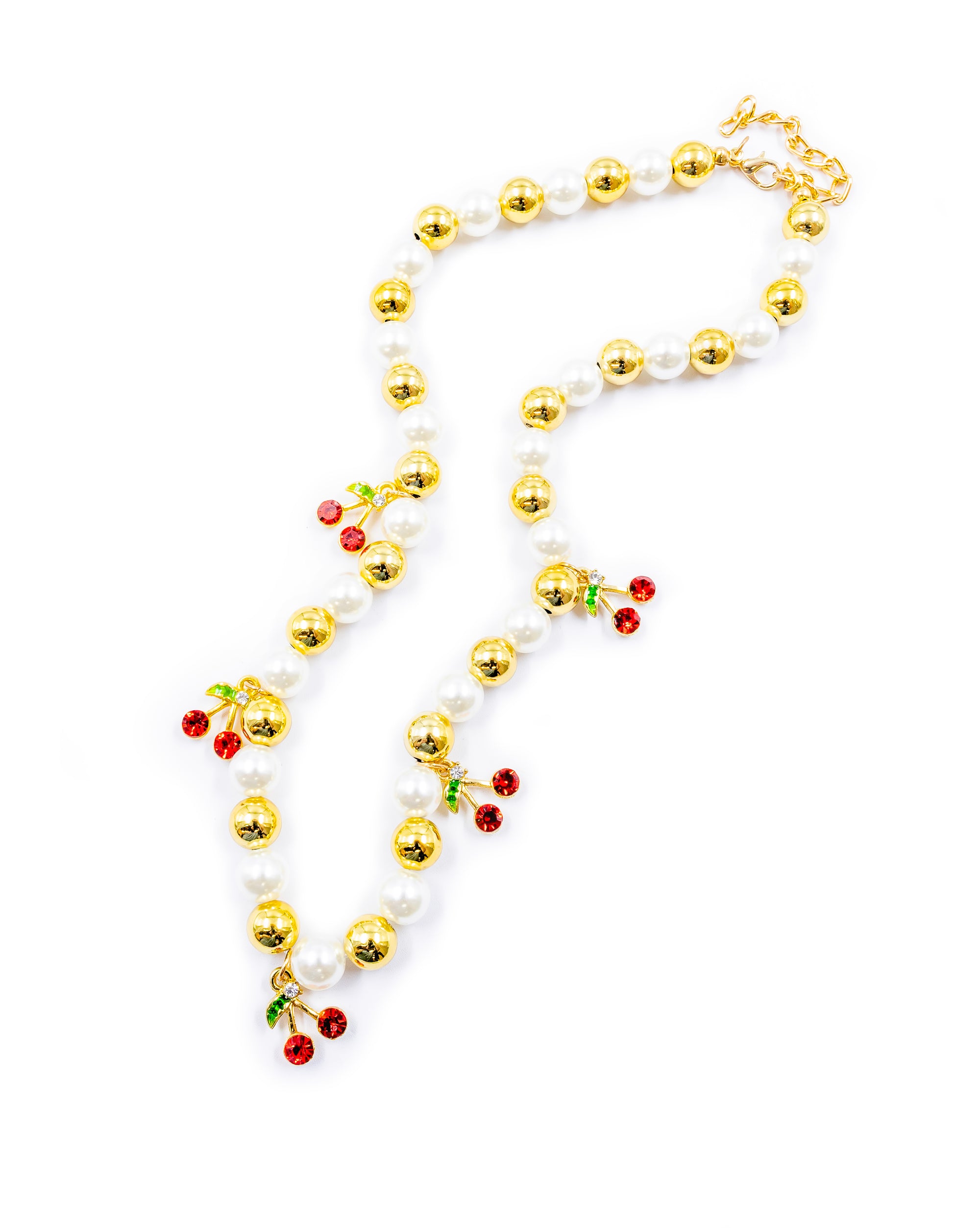 Collar de Perlas con dije de Fruta M7 - Oro laminado