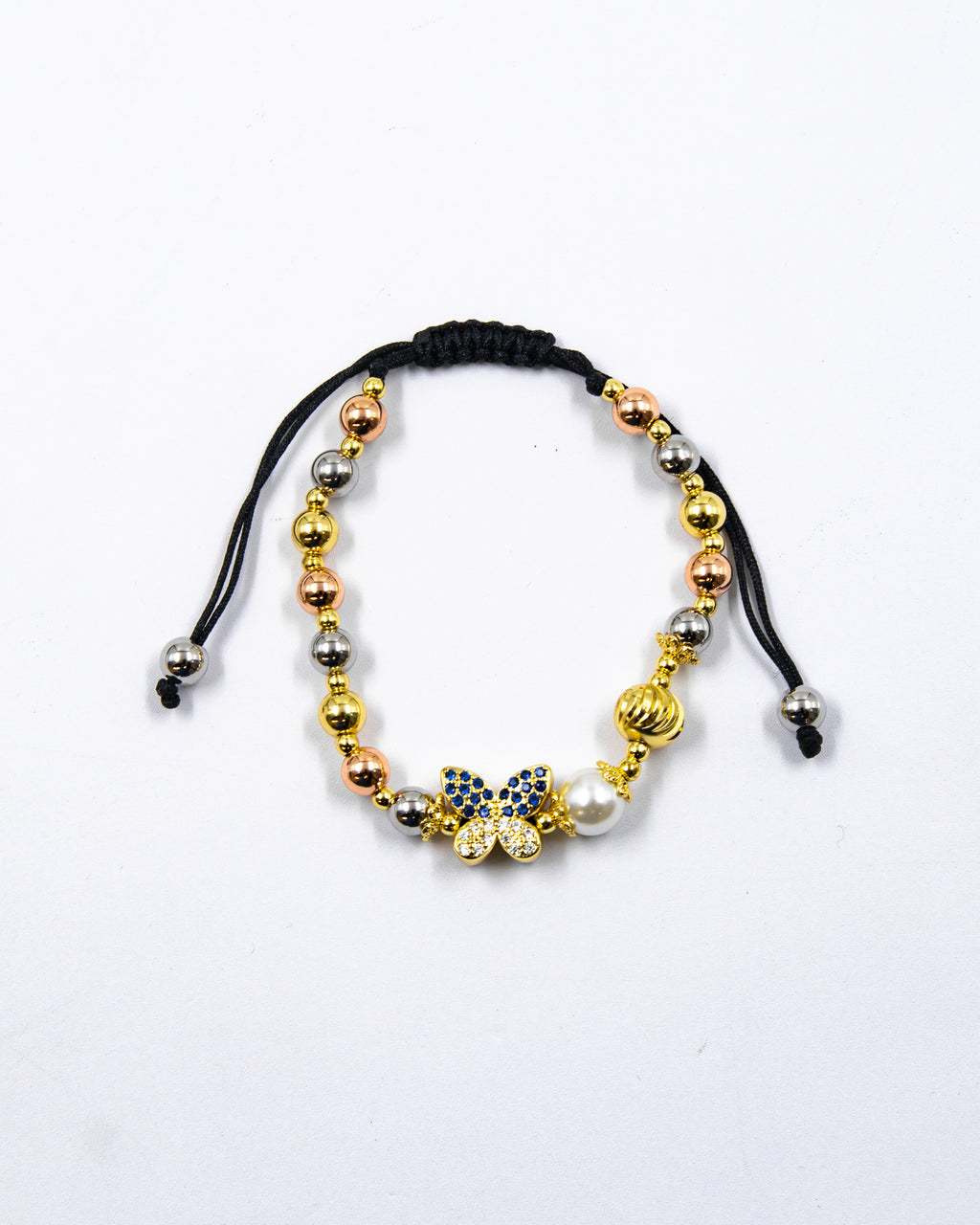 Pulsera de cuentas ajustable con dije - M1 Oro Laminado