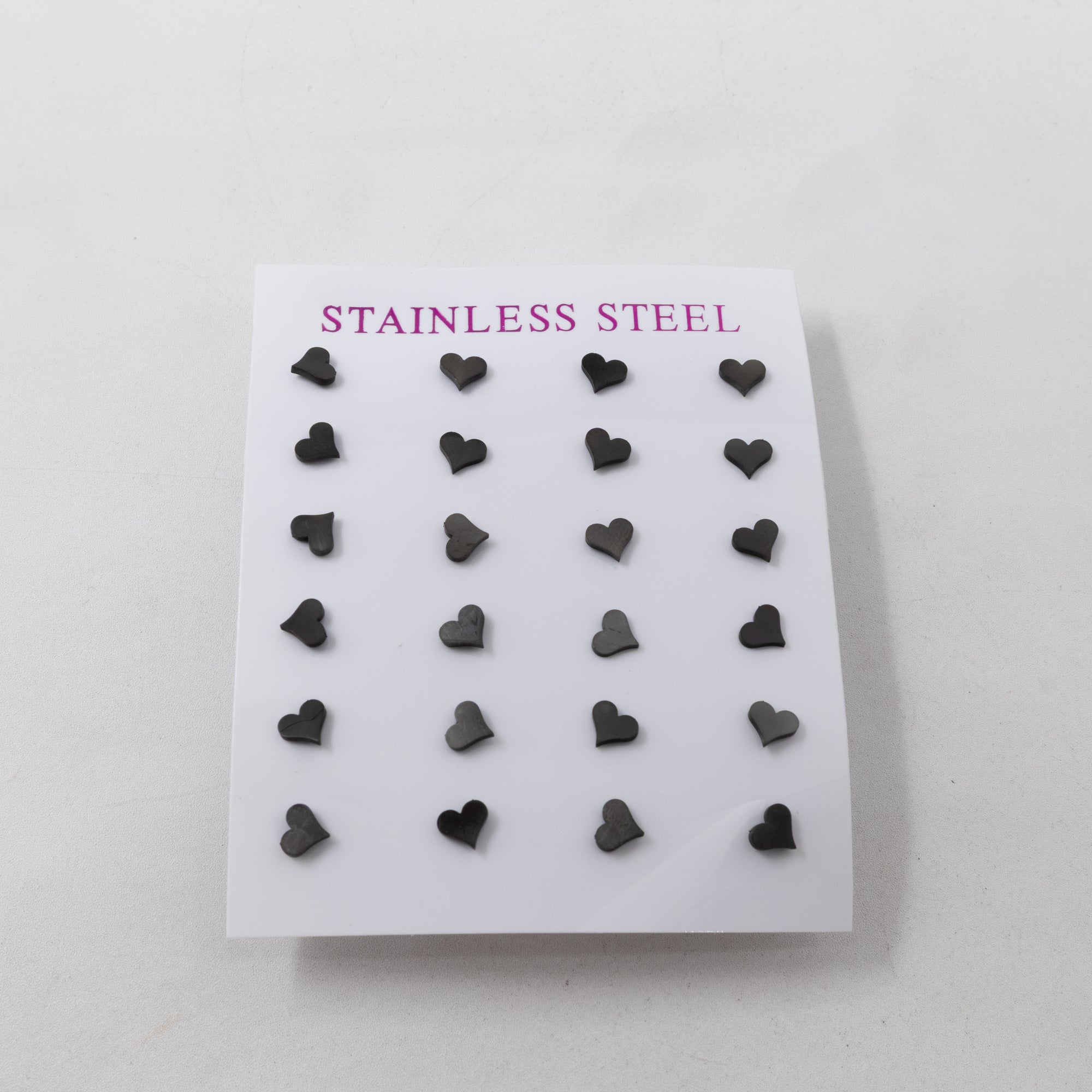 Paquete de 12 Pares de Aretes color Negro M2 Acero Inoxidable