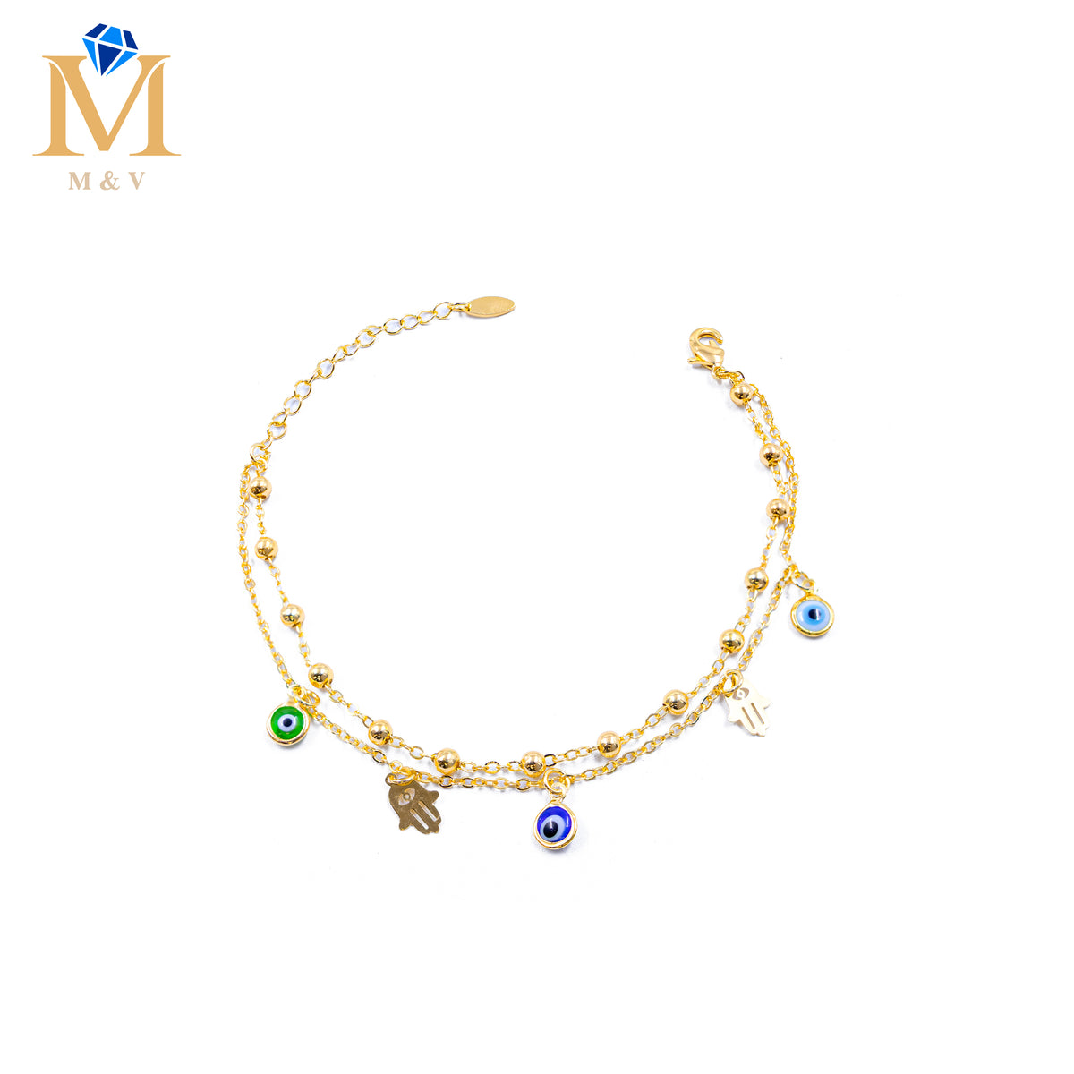 Tobillera Dorada con piedras M5 Oro Laminado