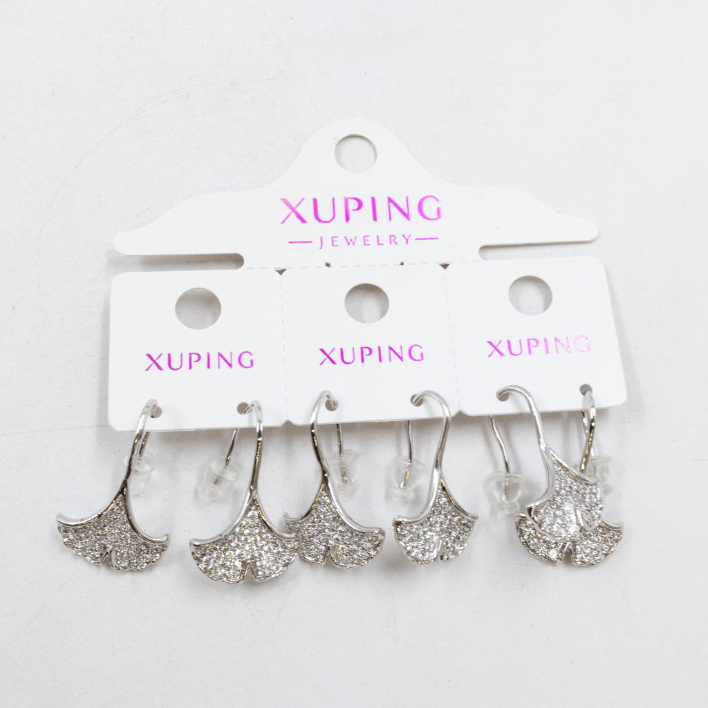 Paquete de tres pares de Aretes Plateados Xuping con piedras M3 Oro Laminado