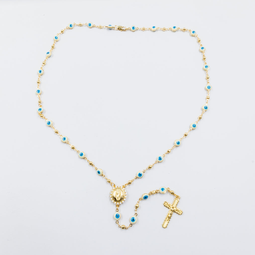 Rosario Dorado de Ojo Turco M1 Oro Laminado
