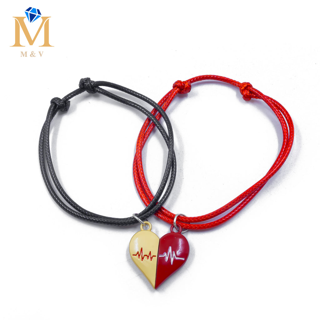 Pulseras de Corazón de Pareja M1 Oro Laminado