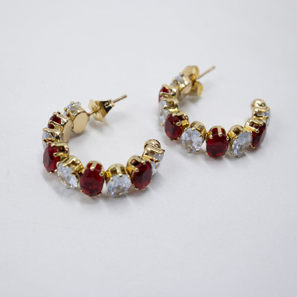 Aretes Dorados con piedras de color M1 Oro Laminado