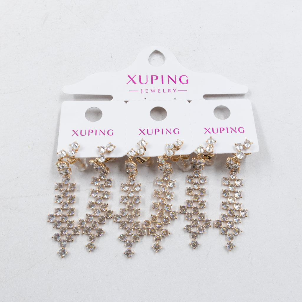 Paquete de tres pares de Aretes Dorados Xuping con piedras M7 Oro Laminado