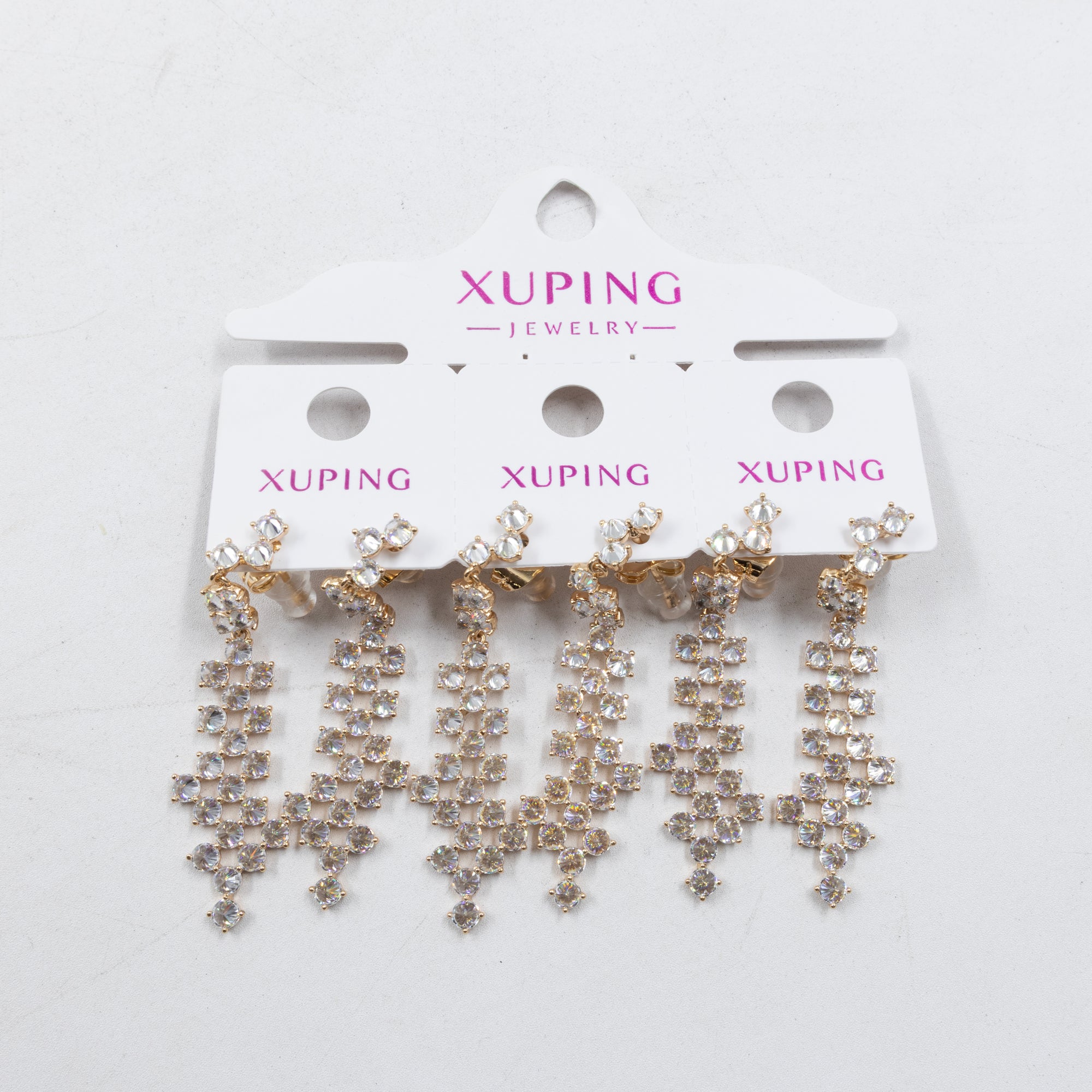 Paquete de tres pares de Aretes Dorados Xuping con piedras M7 Oro Laminado