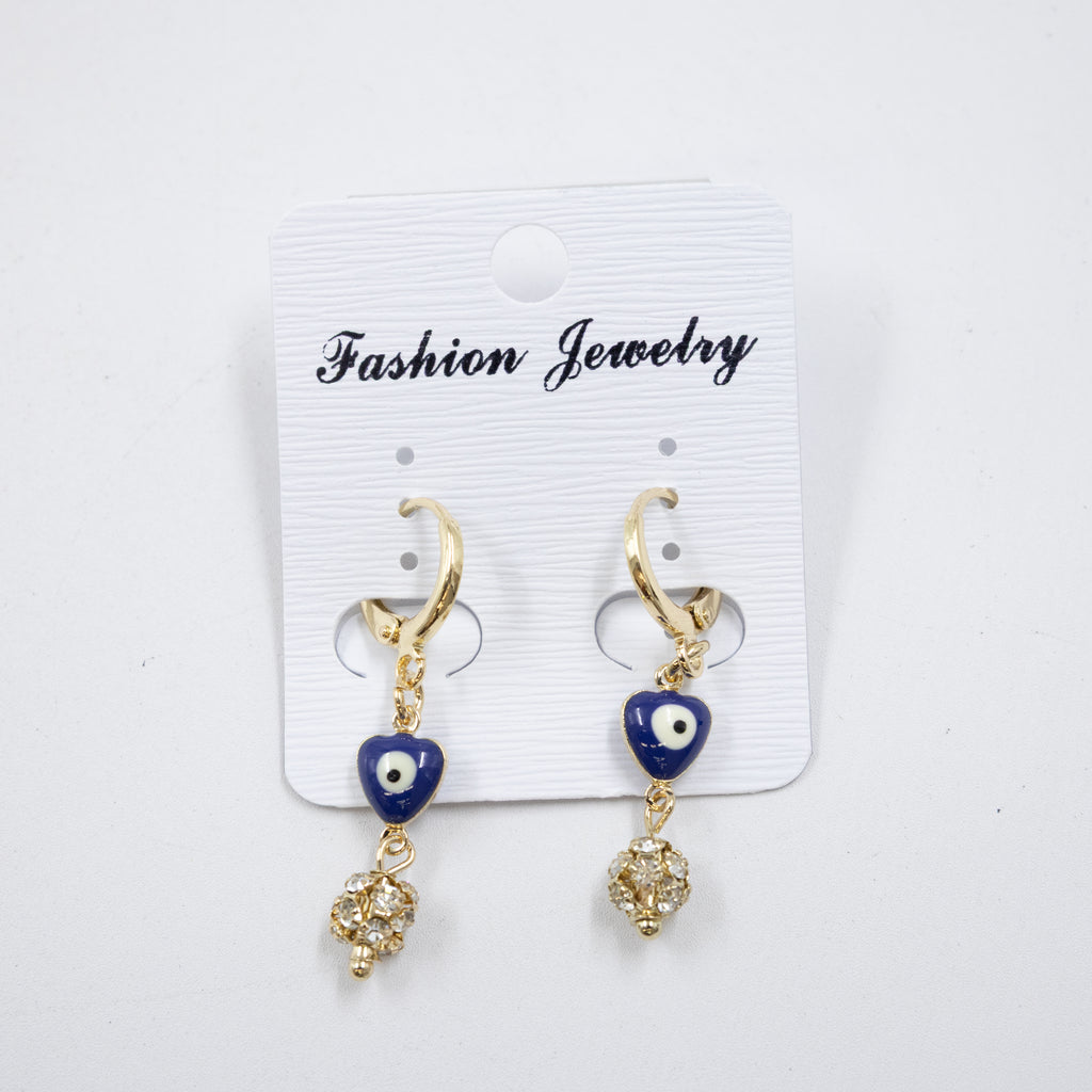 Arete Dorado de Ojo Turco con Piedras M6 Oro Laminado