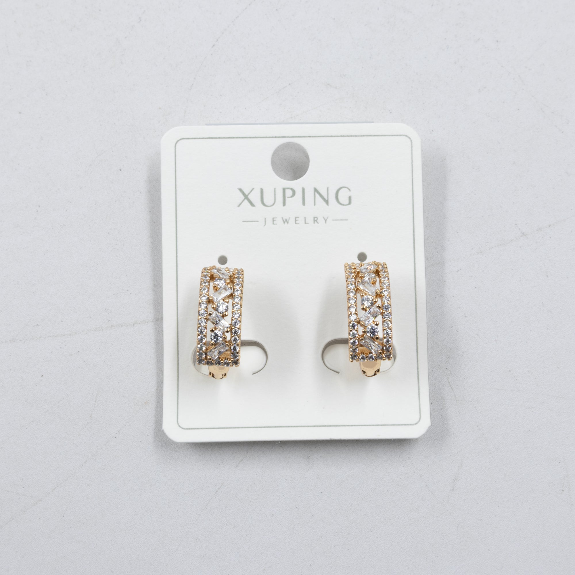 Aretes Dorados con Piedras Xuping M6 Oro Laminado
