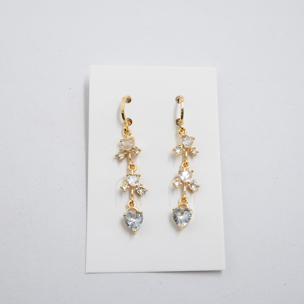 Aretes Largos Dorados con piedras M4 Oro Laminado