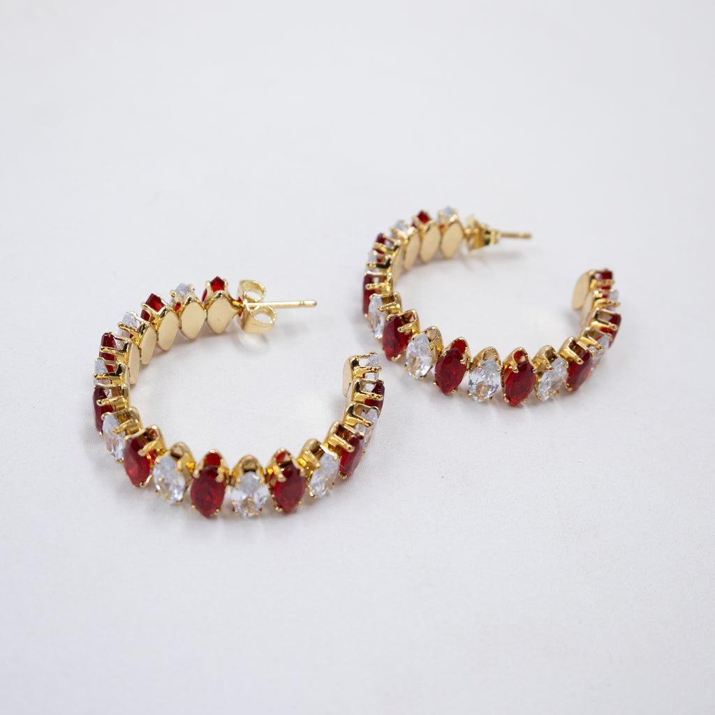 Aretes Dorados con piedras de color M7 Oro Laminado
