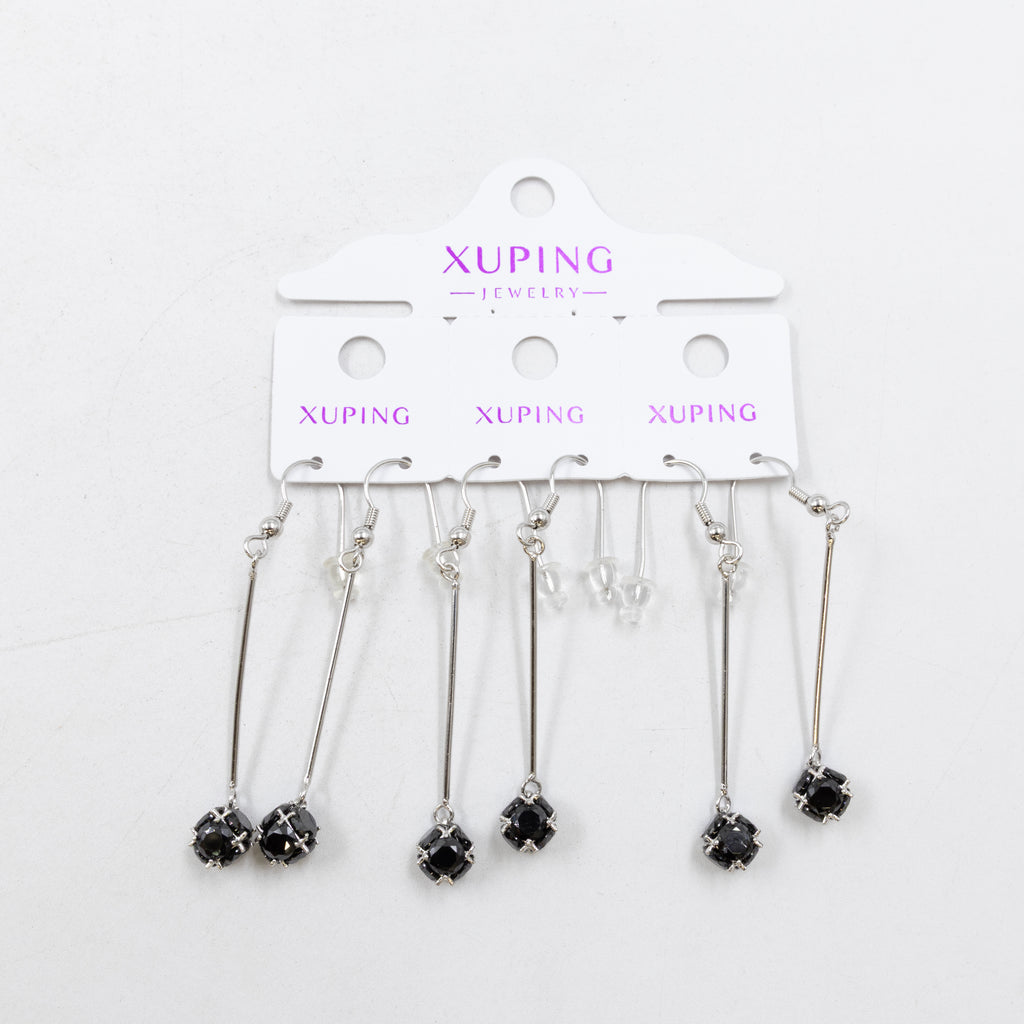 Paquete de tres pares de Aretes Plateados Xuping con piedras M1 Oro Laminado