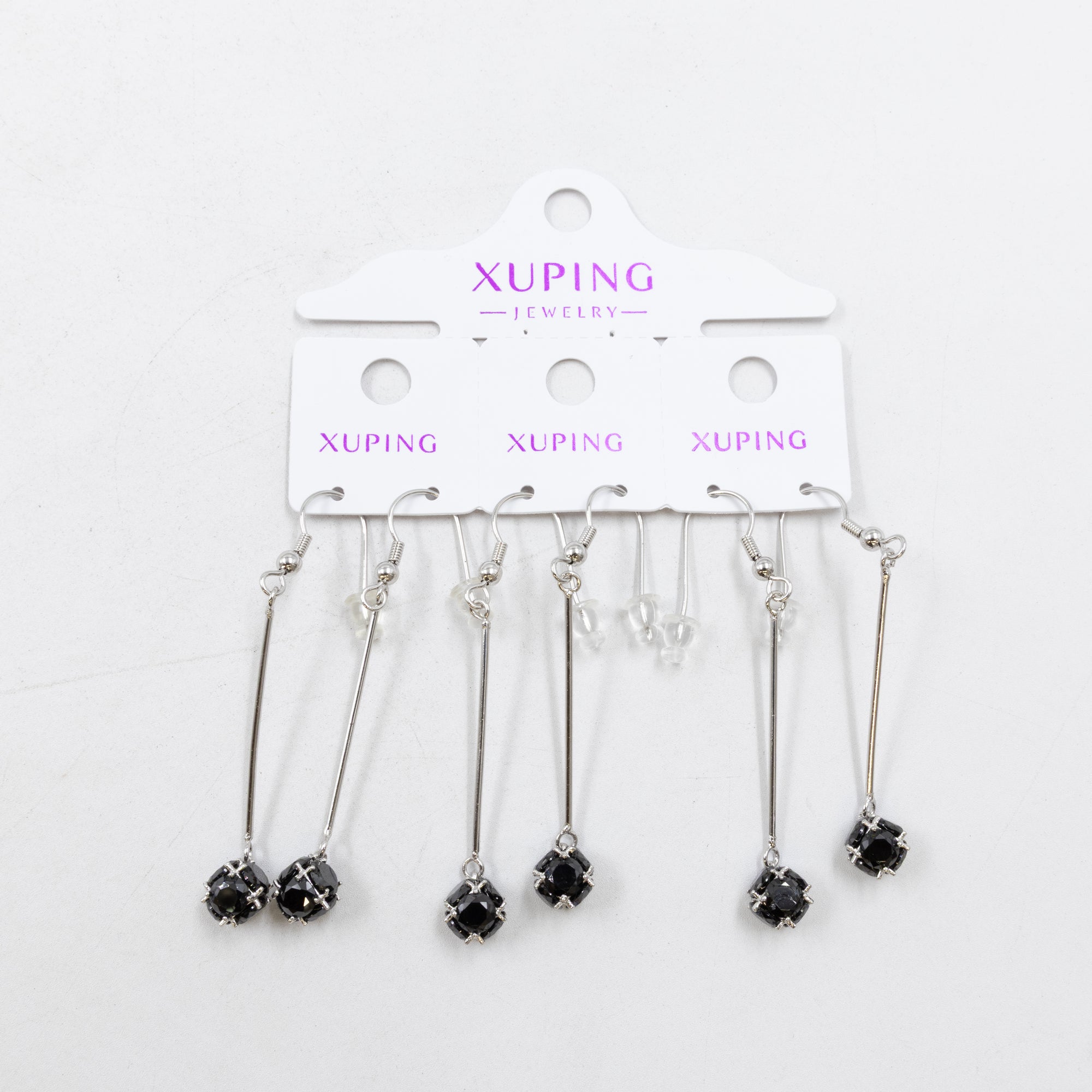 Paquete de tres pares de Aretes Plateados Xuping con piedras M1 Oro Laminado