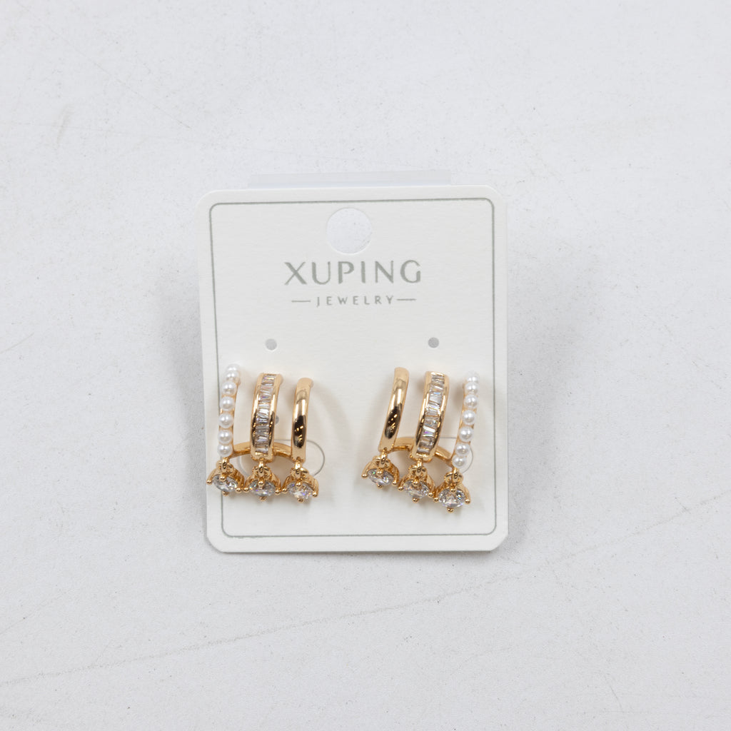 Aretes Dorados con Piedras Xuping M4 Oro Laminado