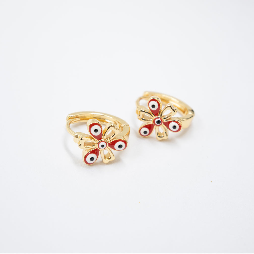 Arete Dorado de Ojo Turco con Piedras M5 Oro Laminado