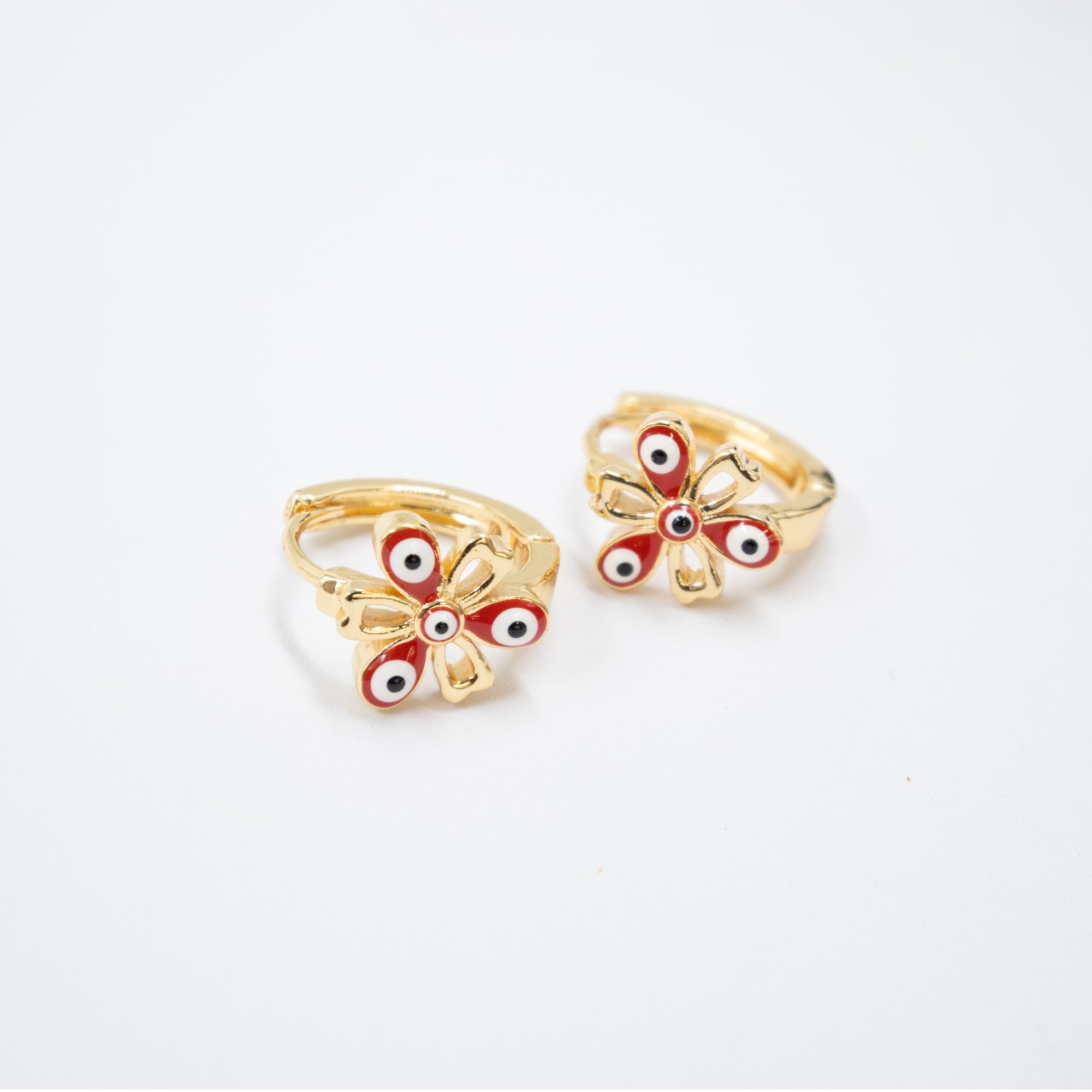 Arete Dorado de Ojo Turco con Piedras M5 Oro Laminado