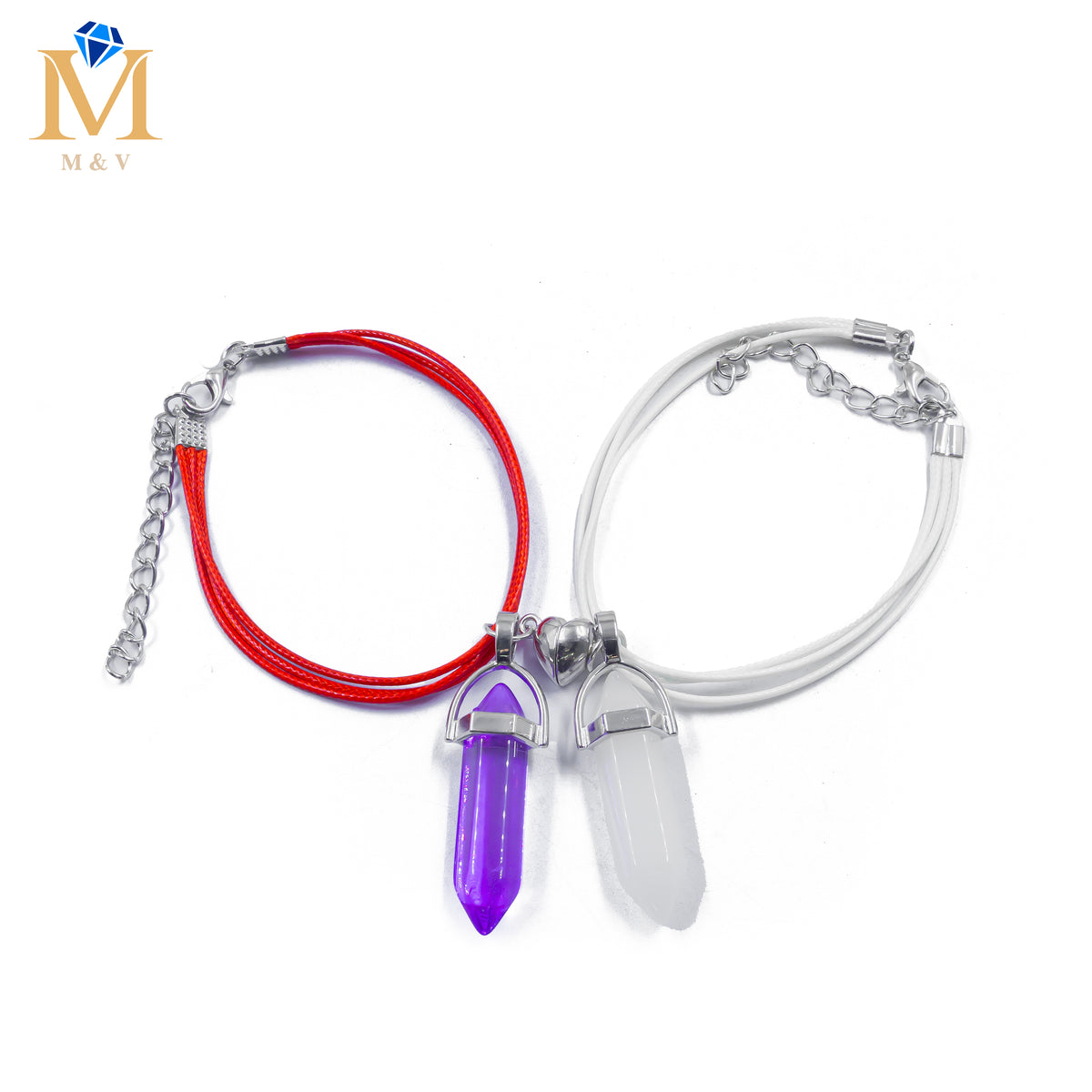 Pulseras con dijes de Piedras de Pareja M12 Oro Laminado