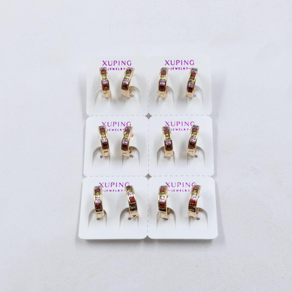 Paquete de 6 pares de Aretes Xuping Dorado M21 Oro Laminado