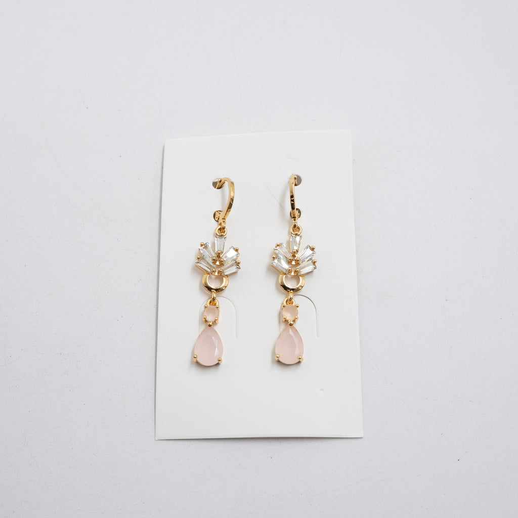 Aretes Largos Dorados con piedras M5 Oro Laminado