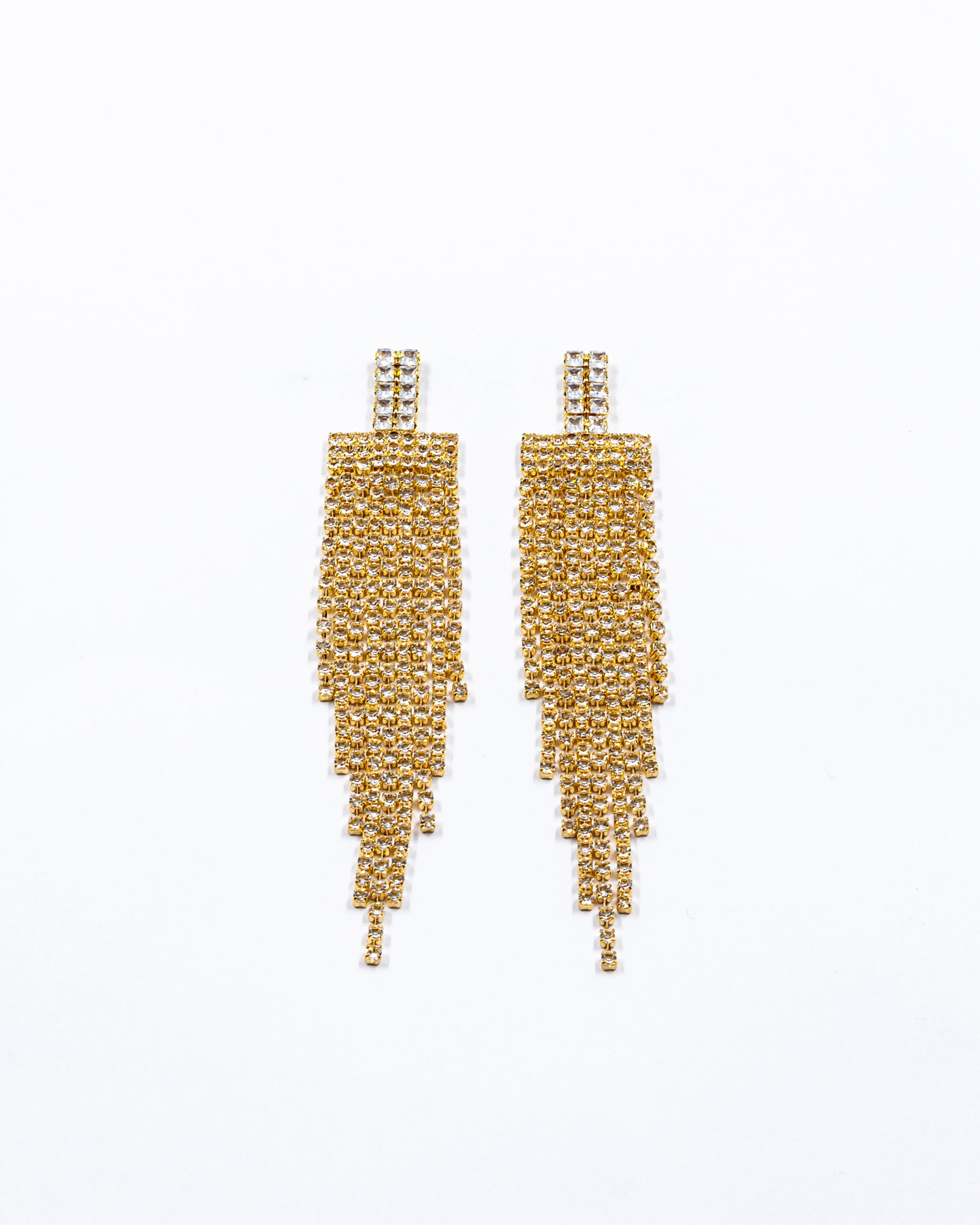 Aretes Largos de piedras - M2 Oro Laminado
