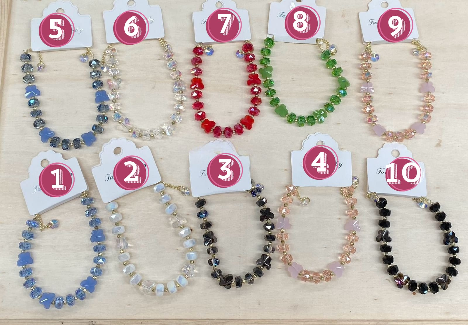 Pulsera Cuentas Cristal M5 Oro Laminado