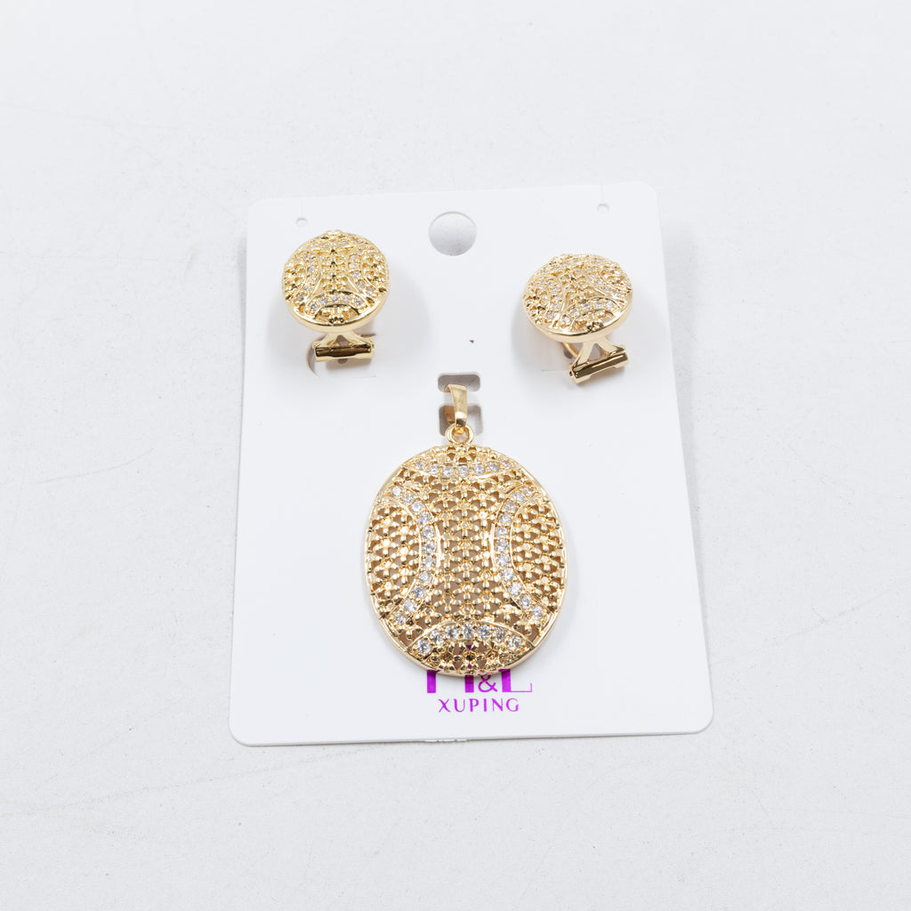Conjunto de de Aretes y Dije M10 Oro Laminado