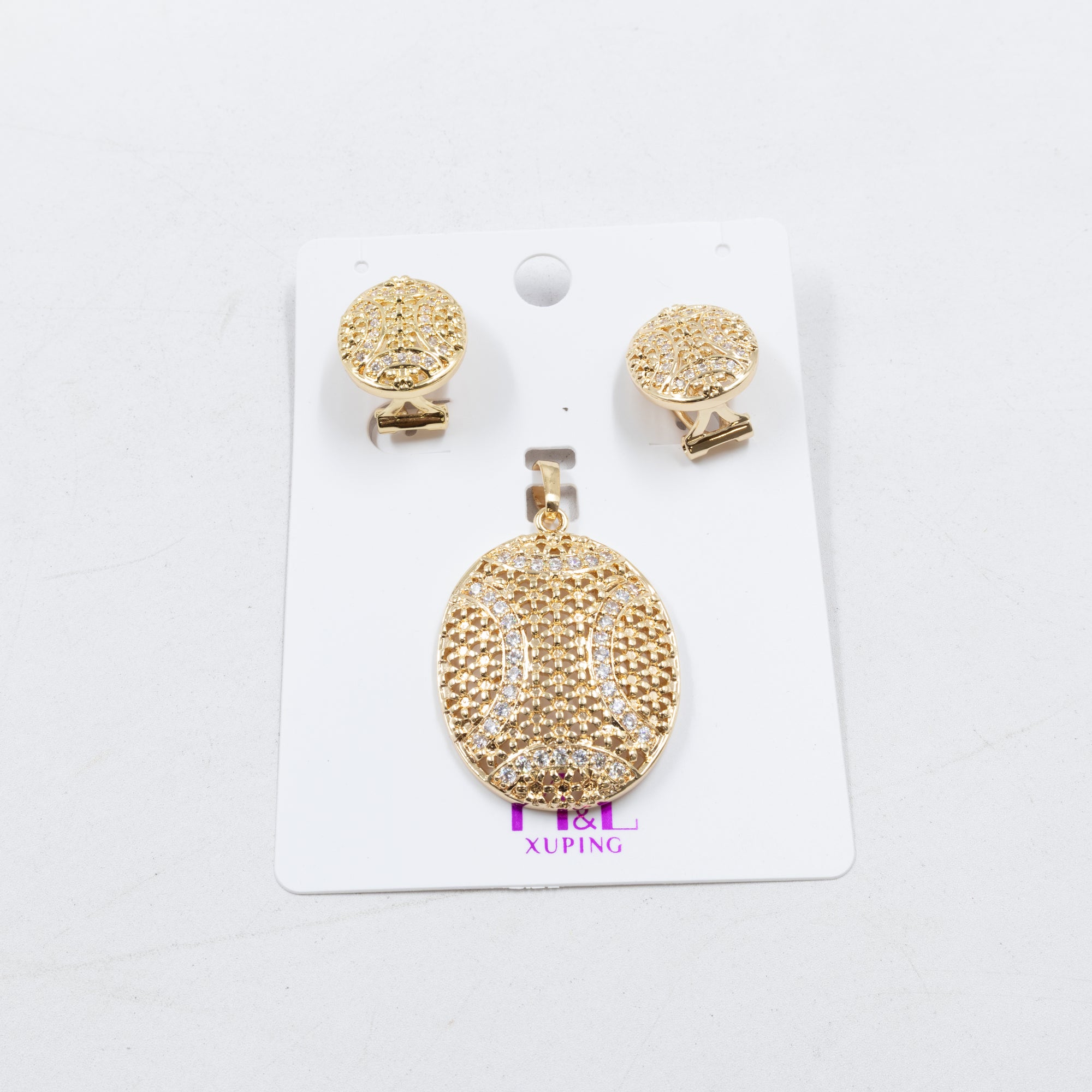 Conjunto de de Aretes y Dije M10 Oro Laminado