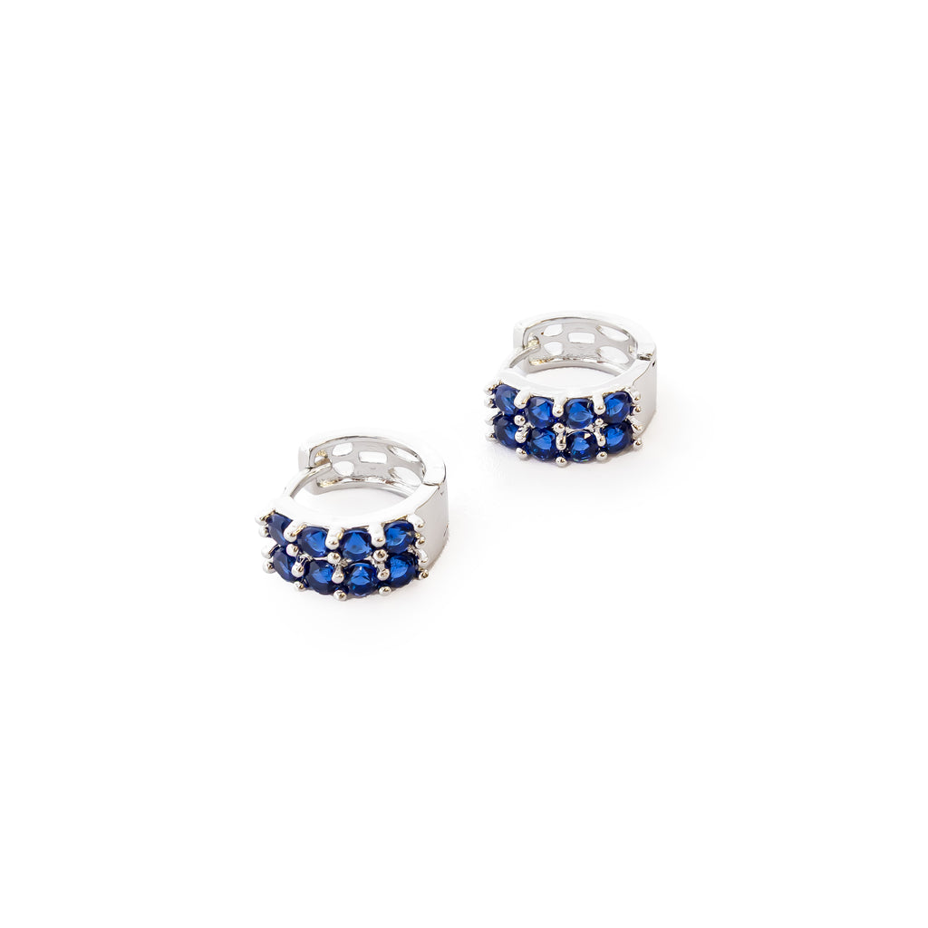 Aretes Plateados Huggies con Piedras Diferentes Colores M18 Oro Laminado