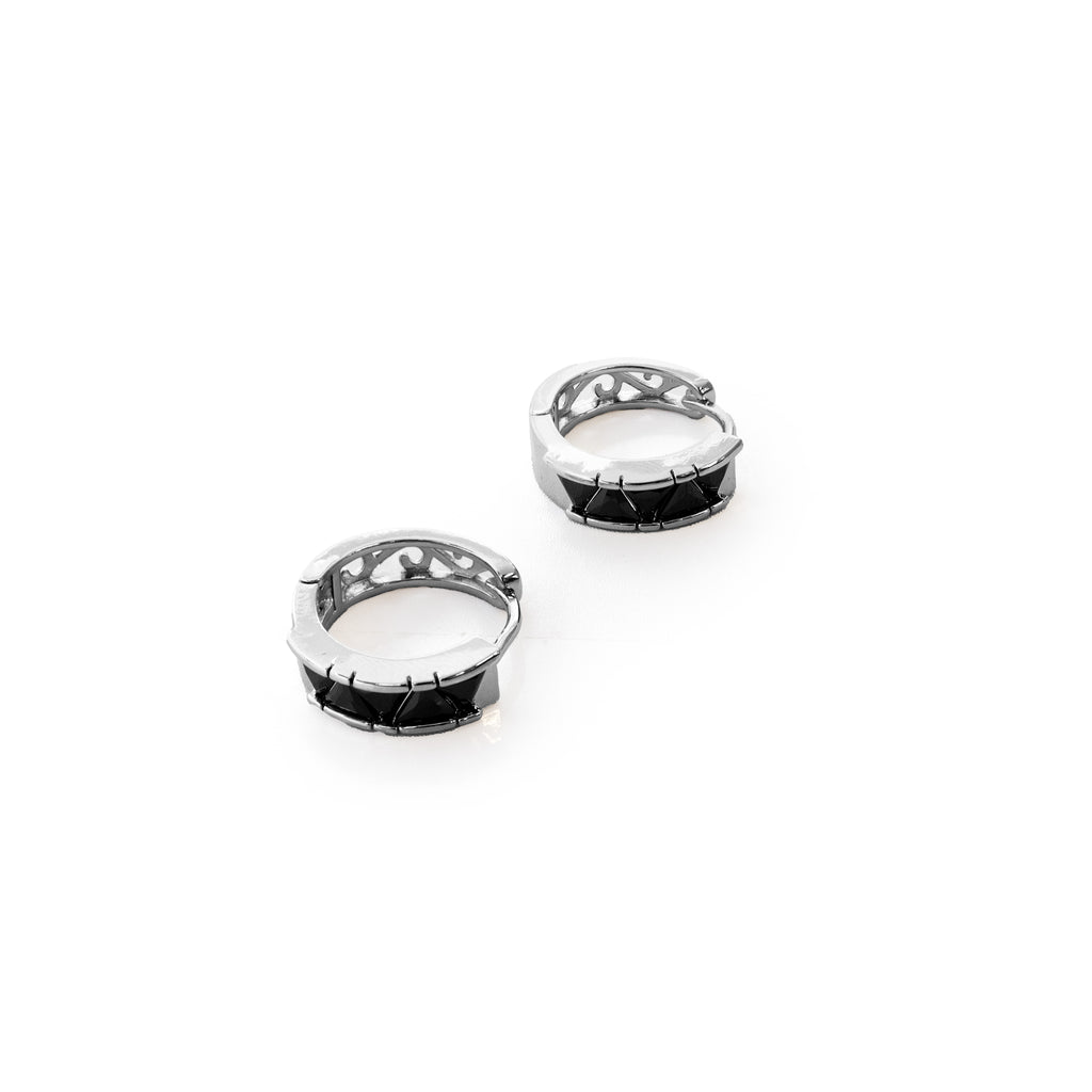 Aretes Plateados Huggies con Piedras Diferentes Colores M16 Oro Laminado